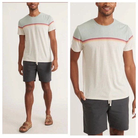 Marine Layer Stripe Green/Antique White Crewneck Tee - Picture 2 of 8